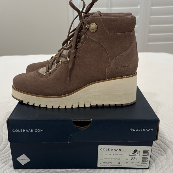 Cole Haan Women's Brown Lace-Up Platform Boots - Picture 6 of 8